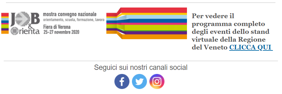 Per vedere il programma completo degli eventi dello stand virtuale della Regione del Veneto